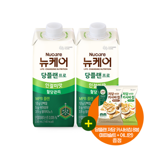 [핫딜특가] 당플랜 프로 인절미맛 230ml (48팩) + 당플랜 저당 카사바칩 혼합구성 (8봉) 증정