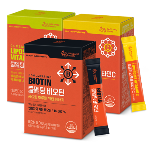 쿨멜팅 3종 세트 (비타민C 60g + 비타민D 45g + 비오틴 45g)