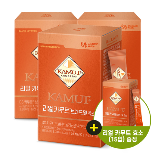 [주말특가] 리얼 카무트 브랜드 밀 효소 3g (30포입)X3 /90일분 + 리얼 카무트 효소(15입) 증정 