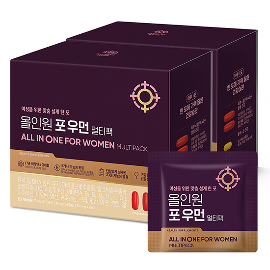 [가정의달 패밀리세일] 올인원 포 우먼 멀티팩 (28포)X2 /56일분 + 꿀자몽홍삼, 코큐텐, 애사비쏙구미 체험팩 3종 증정_2