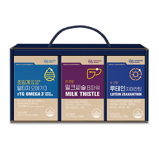 [웰니스 레터] 건강 3종 선물세트 (밀크씨슬 B파워 + 알티지 오메가 + 루테인 지아잔틴) + 꿀 자몽 홍삼 (3입) 증_3