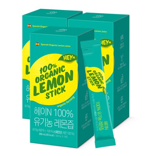 [블랙 프라이데이 특가] 헤이N 100% 유기농 레몬즙 (20ml x 14포)X3 