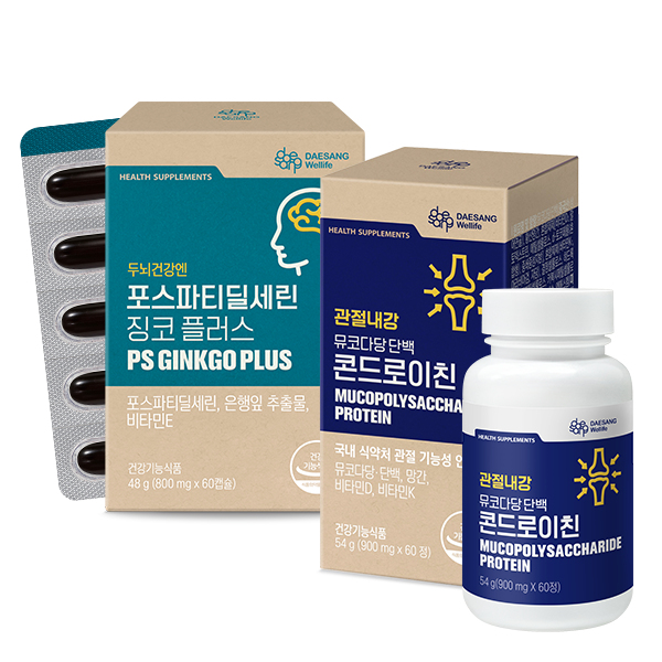 [웰니스 레터]  관절내강 뮤코다당 단백 콘드로이친(용기) (900 mgx60정) + 포스파티딜세린 징코 플러스 (800mg x 60캡슐)_1