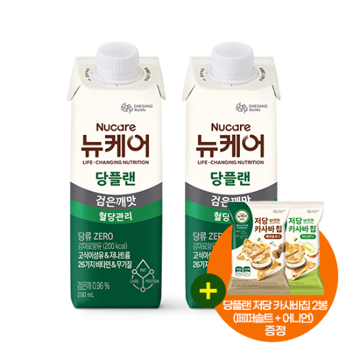 [당플랜 설명절 특별전] 당플랜 검은깨맛 200ml (48팩) + 당플랜 저당 카사바칩 혼합구성 (2봉) 증정