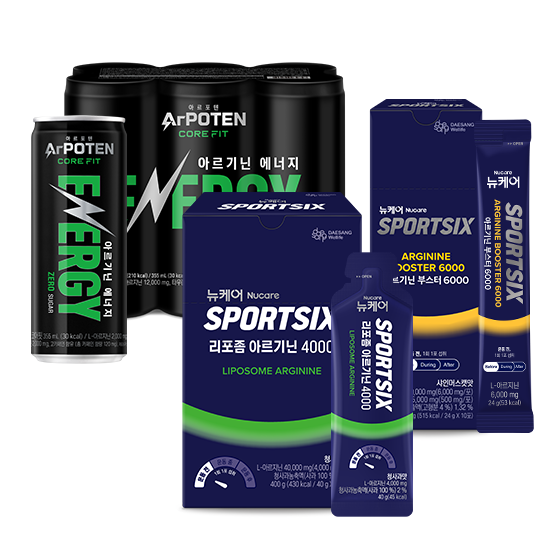 [아르기닌 버라이어티 팩] 뉴케어 스포식스 리포좀 아르기닌 4000 1EA + 아르기닌 부스터 6000 1EA + 아르포텐(ArPOTEN) 코어핏 (6입) 1EA