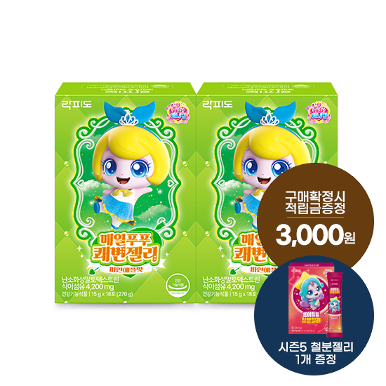 [6월 이벤트] 락피도 캐치티니핑 시즌6 매일푸푸 쾌변젤리 (15 g×18포)X2 /36일분 + 시즌5 철분젤리 1개 증정 + 포토리뷰 적립금 2,000원 적립(ID당 1회)