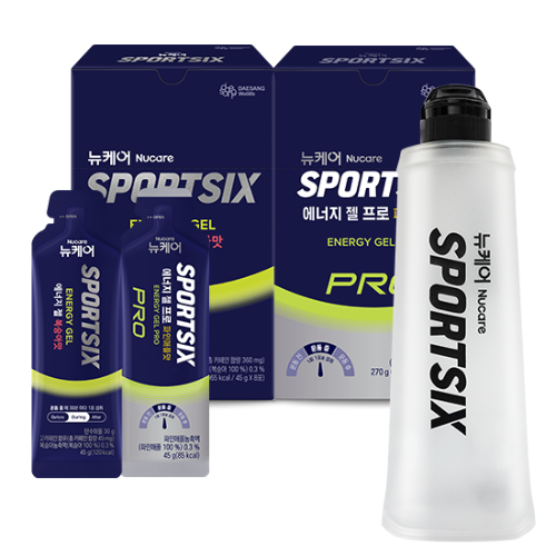 [21K 하프 마라톤 패키지] 뉴케어 스포식스 에너지 젤 복숭아맛 1EA + 에너지 젤 프로 파인애플맛 1EA + 소프트 플라스크 1EA