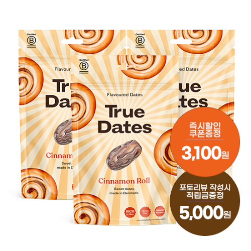 [핫딜특가] 트루데이츠 대추야자 시나몬 롤 (100g)X3 + 포토리뷰 적립금 5,000원 적립(5월 4주차/ID당1회/5월 14일까지 작성분))