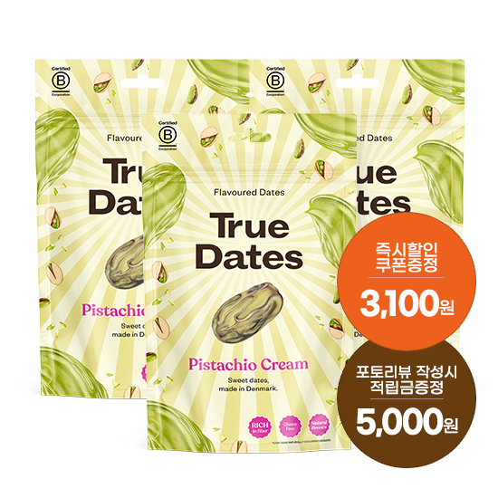 [핫딜특가] 트루데이츠 대추야자 피스타치오 크림 (100g)X3 + 포토리뷰 적립금 5,000원 적립(5월 4주차/ID당1회/5월 14일까지 작성분)