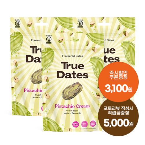 [핫딜특가] 트루데이츠 대추야자 피스타치오 크림 (100g)X3 + 포토리뷰 적립금 5,000원 적립(5월 4주차/ID당1회/5월 14일까지 작성분)
