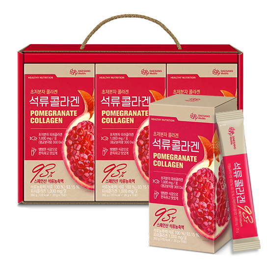 [가정의달 패밀리세일] 석류콜라겐 선물세트 (20 g×15포)X3 /45일분 + 꿀자몽홍삼, 코큐텐, 애사비쏙구미 체험팩 3종 증정_2