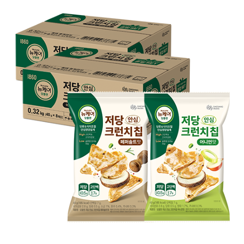 당플랜 저당 안심 크런치칩 혼합 SET (어니언맛 4봉 + 페퍼솔트맛 4봉) 40g (8입)X2