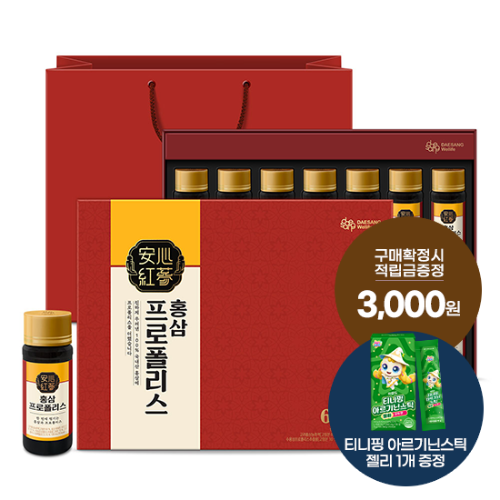 홍삼 프로폴리스 100ml 1박스 (14병) + 적립금 3,000원 증정 + 티니핑 아르기닌 스틱 젤리 1개 증정